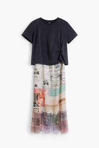 Платье-комбинация с коллажным принтом