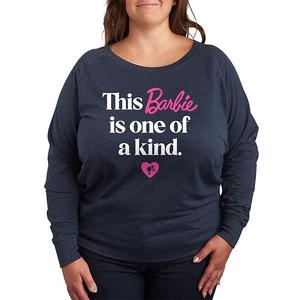 Уникальная футболка с принтом из французского футера с длинным рукавом Plus size Barbie, Heather Indigo
