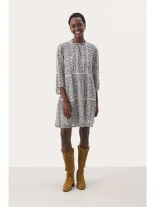 Платье NibiPW, прямого кроя, темно-синее, с мини-сеткой в цветочек PART TWO