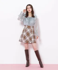 Мини-юбка из петлевой пряжи в клетку Jill By Jill Stuart, цвет Brown 1