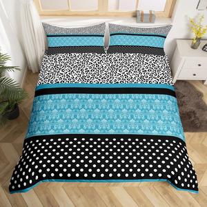 Erosebridal Комплект постельного белья Leopard Print Teal Boho Paisley Cheetah с черно-белым горошком и цветочным принтом, Multi 11