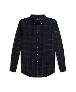 Мальчиковая рубашка из хлопкового поплина в клетку 8-20 Polo Ralph Lauren, синий
