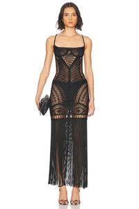 Безрукавное платье миди The Attico, Black