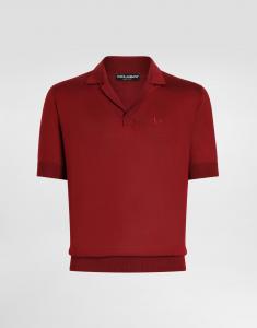 Шелковая поло с вышивкой логотипа Dolce & Gabbana, бордовый