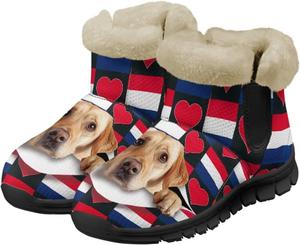 Женские зимние ботинки Jeiento с мехом и утепленной подошвой для собак, утепленные уличные ботильоны, Cute Golden Retriever