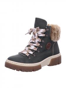 Ботинки женские Rieker с мехом, зеленый