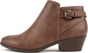 Женские ботильоны Soda CHOYA с круглым носком, из искусственной замши с массивным каблуком в стиле вестерн, Cognac Pu