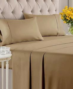 Комплект простыней из 4 предметов из 100% хлопка плотностью 400 нитей CGK Unlimited, бежевый