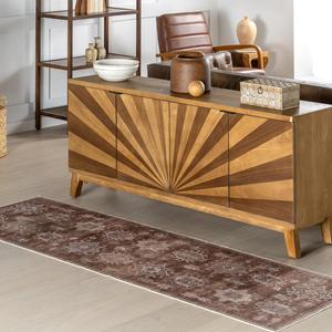 Ковер nuLOOM, 77 x 244 см, с моющейся поверхностью, водонепроницаемый, устойчивый к пяткам, с противоскользящей основой, для гостиной, спальни, кухни, столовой, Baylin Sienna Brown