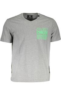 Мужская футболка Plein Sport с V-вырезом и логотипом на груди, серый