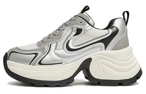 Кроссовки женские толстые низкие Tata, цвет Silver/Pink/White