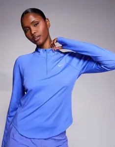 Синяя футболка с длинными рукавами и половиной молнии Nike Running Tempo Dri-FIT