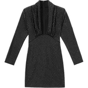 Селфи портрет Мини-платье с отделкой стразами Self-portrait, Классический черный