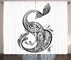 Штора ABAKUHAUS в этническом деревенском стиле, восточный павлин, универсальная ленточная штора для гостиной с петлями и крючками, 280 x 175 см, белая и черная