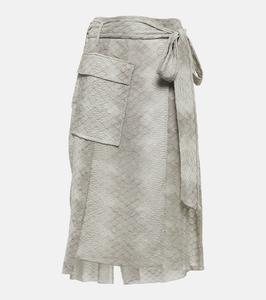 Юбка из крепдешина со змеиным принтом и запахом Victoria Beckham, Snake - Silver