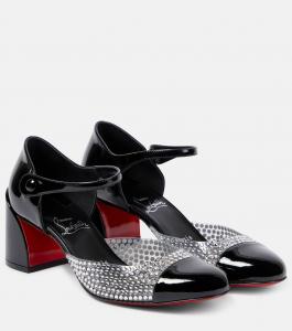 Лакированные туфли с кристаллами Christian Louboutin, черный