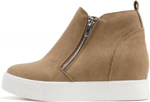 Ботильоны Soda Taylor с скрытой танкеткой, каблук-лодочка, кроссовки, боковая молния, Mid Tan Suede