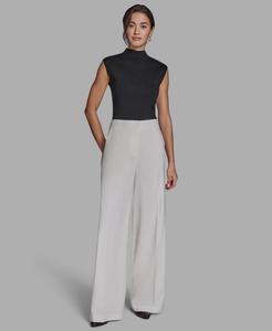 Женские широкие брюки с высокой посадкой и складками BCBG, Whisper White