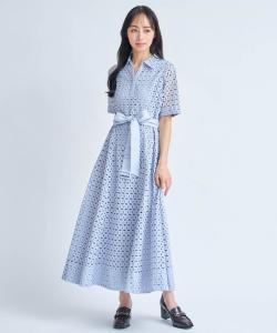 Платье-рубашка из хлопкового кружева Noela, цвет Saxophone