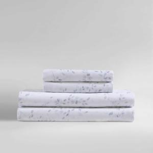 Calvin Klein Комплект постельного белья Queen, сатиновый хлопок, воздушно-голубой: пододеяльник, простыня с глубокими карманами, наволочки. Сертифицировано Oeko-TEX.