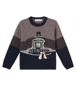 Жаккардовый шерстяной свитер Bonpoint, Bleu Nuit