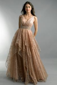 Платье с V-образным вырезом, расшитое пайетками Basix Black Label, Bronze