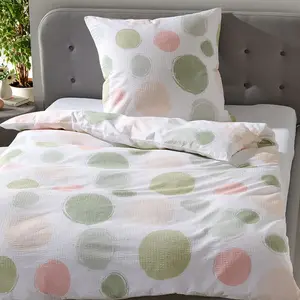 Постельное белье Dream Sleep Seersucker Circles Green 200x220 см + 2 x 80x80 см Traumschlaf
