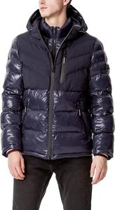 Мужская стеганая куртка Tommy Hilfiger средней толщины с капюшоном и шевронным узором, Two Tone Midnight W. Bib