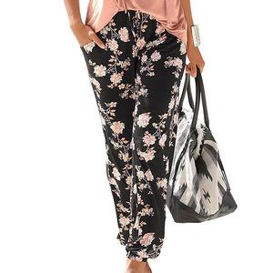 Женские брюки с присборенным эластичным низом Lascana, Black Printed