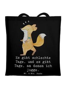 Mr. & Mrs. Panda Джутовая сумка с изображением лисы, занимающейся бегом, и надписью черного цвета