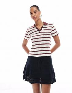 Трикотажная мини-юбка Stradivarius темно-синего цвета