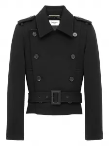 Двубортный пиджак Officers Saint Laurent, черный