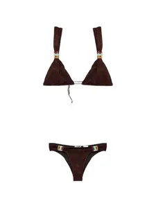 Треугольный бикини с кольцом Oseree, коричневый