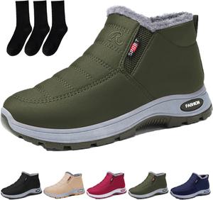 Теплые сапоги с овчиной внутри, водонепроницаемые сапоги без шнуровки с подкладкой, мягкие термозащитные, с поддержкой свода стопы, комфортные, водонепроницаемые Generic, Army Green
