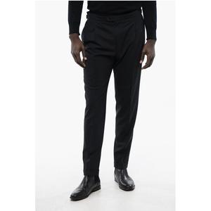 CC COLLECTION Брюки из смеси шерсти с двойной складкой и мартингалом Corneliani, Blue