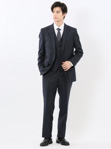 Блестящий шерстяной костюм-тройка прямого кроя из темно-синей саржи, состоящий из двух пуговиц и выполненный из смесовой шерсти Mfeditorial, цвет 75 Navy Blue