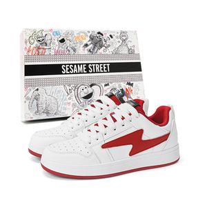 SESAME STREET Унисекс скейтбордские кроссовки бело-красные с увеличенной высотой, противоскользящие, устойчивые к истиранию, легкие, цвет White Red