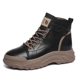 Женские полусапоги до середины икры Martin Boot золотистый шёлковый кролик, тёмно-коричневый