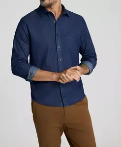 Мужская рубашка Cinzano Slim Fit без складок на пуговицах Untuckit, синий