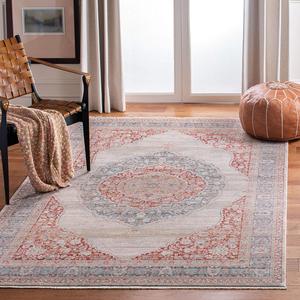 Ковер SAFAVIEH, 92 x 153 см, коллекции Kenitra - Ivory & Red, винтажный восточный дизайн с эффектом потертости, не линяет и прост в уходе, идеален для помещений с высокой проходимостью: прихожая, гостиная, спальня (KRA678B)