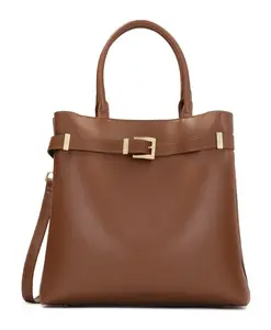 Коричневая кожаная сумка с пряжкой Kazar, коричневый