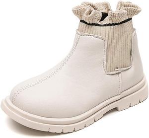 Детские ботинки Dayiss Fashion для маленькой девочки, водонепроницаемые короткие ботинки на молнии сбоку, зимние снежные ботинки, теплые плоские туфли, White