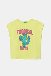 Детская хлопковая футболка United Colors Of Benetton, желтый