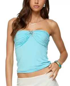 Топ без бретелей Seaborn с перекрученным передом Edikted, синий