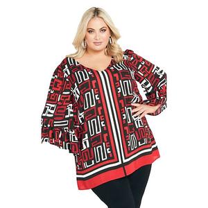 Женская футболка plus size Strike a Pose Avenue, Black Red Geo