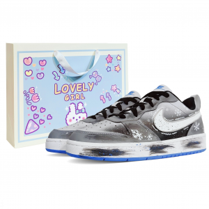 Nike Кроссовки для скейтбординга Court Borough с амортизацией, износостойкие, низкие, серо-черные, для подростков