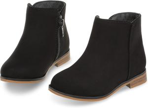 Детские ботинки для девочек, ботильоны на молнии сбоку, модные короткие замшевые с низким каблуком Fupoia, Black