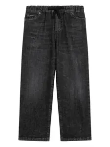 Джинсы с вышитым логотипом Dolce & Gabbana Kids, черный