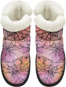 Мини-снежные ботинки для женщин, с противоскользящей подошвой, на меху, теплые ботильоны для зимы, для улицы и дома, размеры США 4,5-12 Chririnla, Fashion Spider Web Print