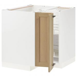 Угловой шкаф с каруселью METOD IKEA, 88x88x80 см, цвет white/vedhamn oak